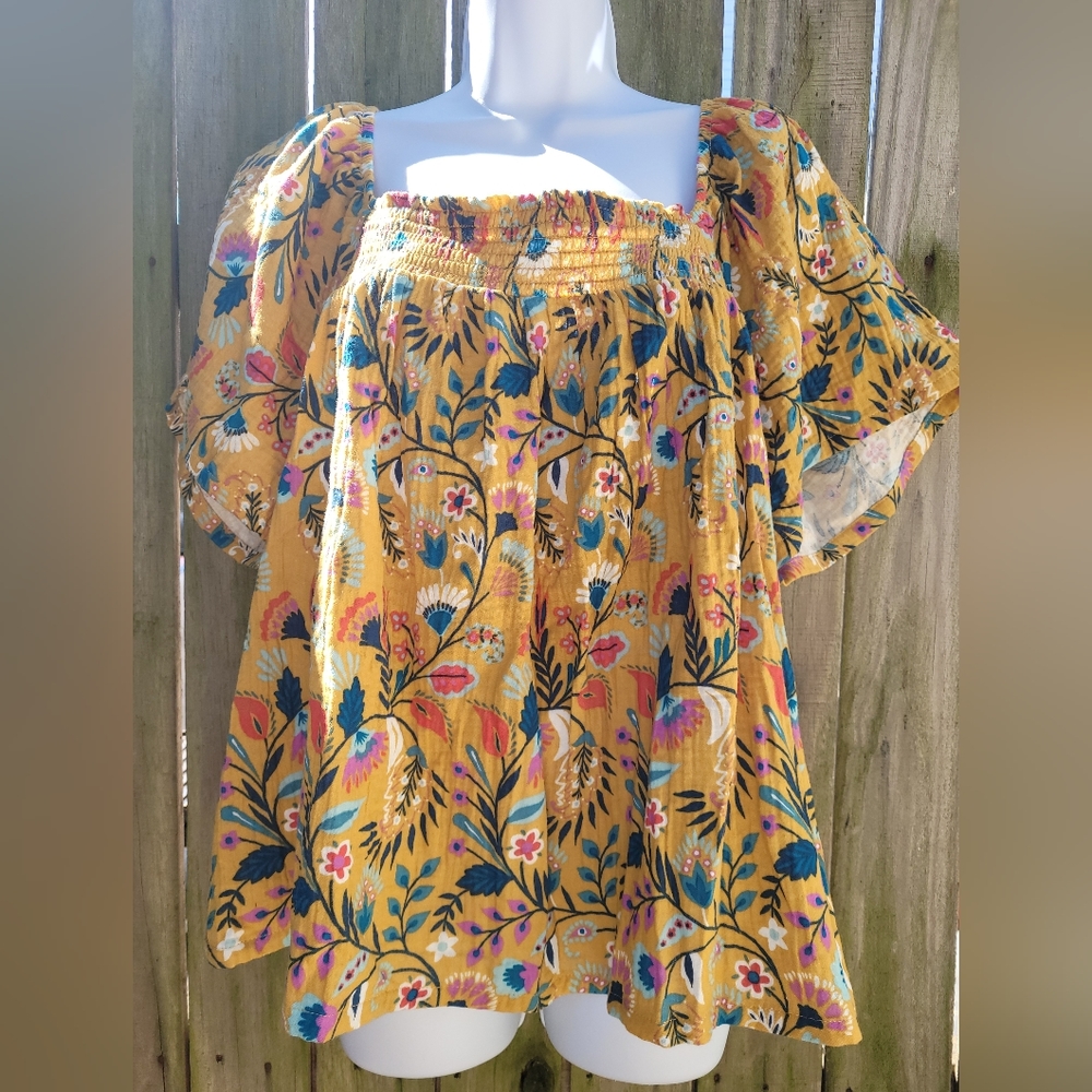 🆕 Joyspun Women's Smocked Gauze Sleep Top